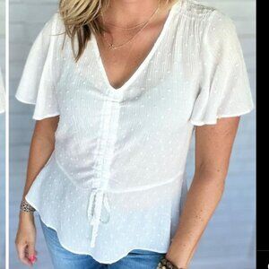 Hem & Thread White Tie Front Blouse